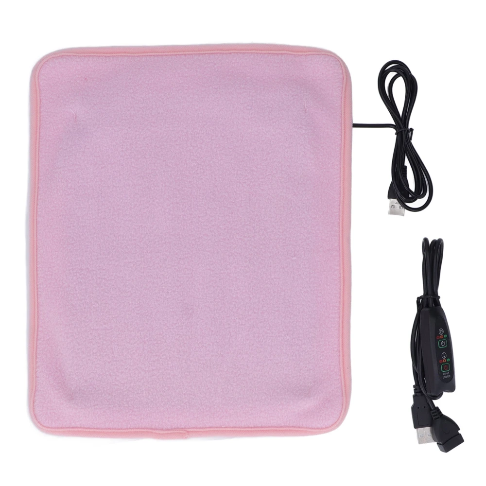 USB Heating Pad 3 Temperature Gears Keep Warm Shoulder Neck Leg Waist Heated Mat with Timing Pink