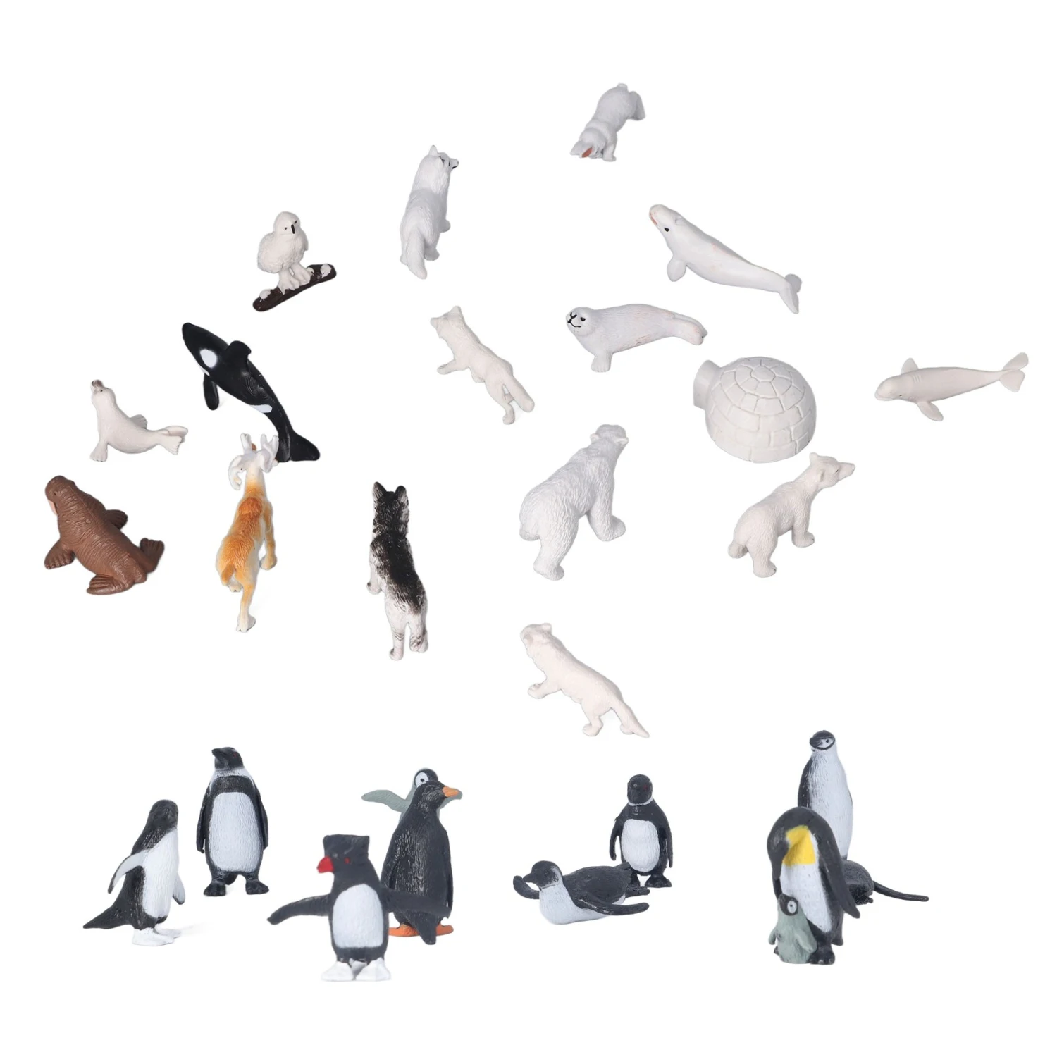 Penguins Bears Whales Figures High Simulation Lifelike Animal Model Toy Set for Decoration Collection