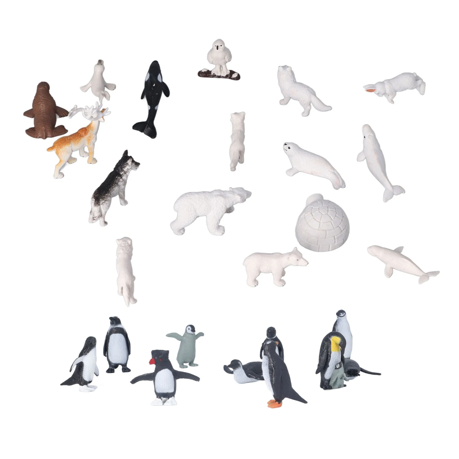 Penguins Bears Whales Figures High Simulation Lifelike Animal Model Toy Set for Decoration Collection
