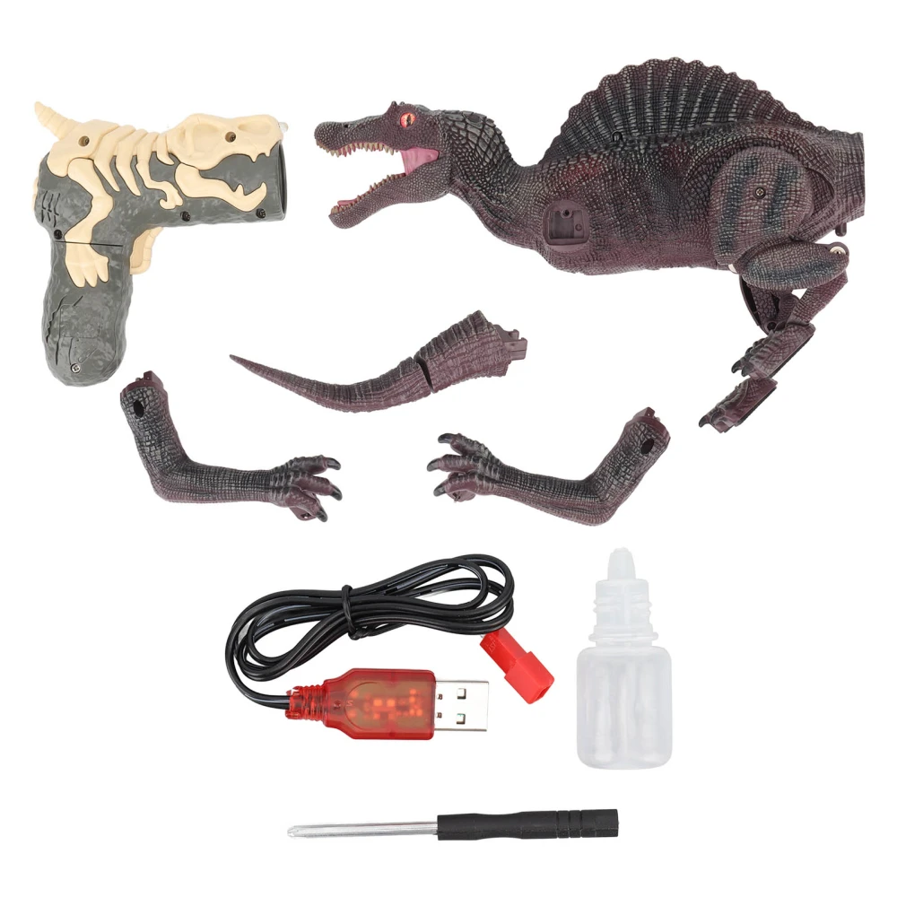 Remote Control Dinosaur Toy Lifelike Light Roaring Sound Electronic Walking Dinosaur with Water Spray Red