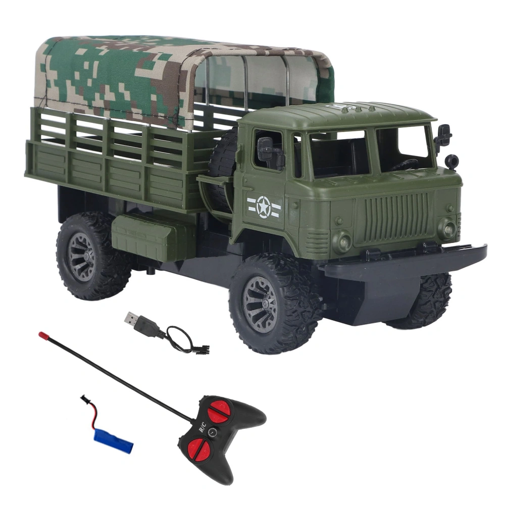 RC Military Truck 4 Channel Detachable Tent Remote Control Vehicle Military Truck with Light for Over 6 Years Old Kids OD Green