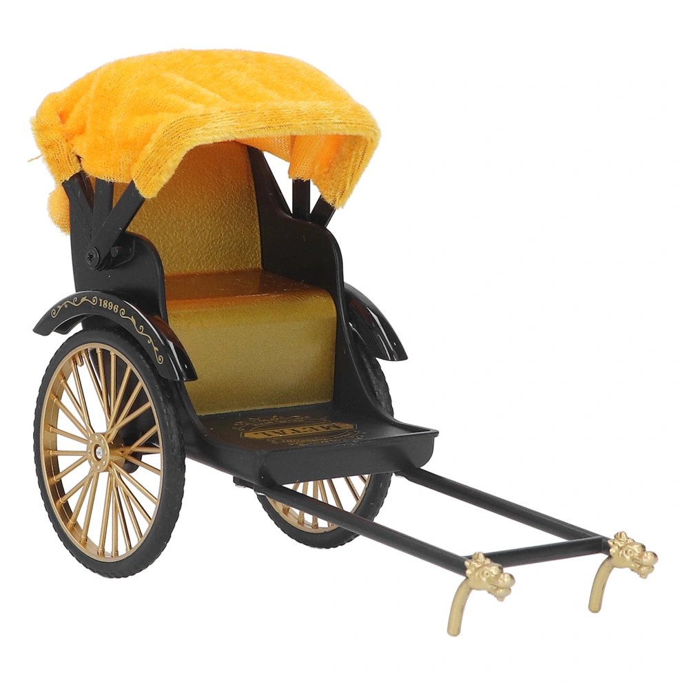 Retro Rickshaw Model Exquisite Details Nostalgic Alloy Simulation Rickshaw Toy Rickshaw Decoration for Collect Gold