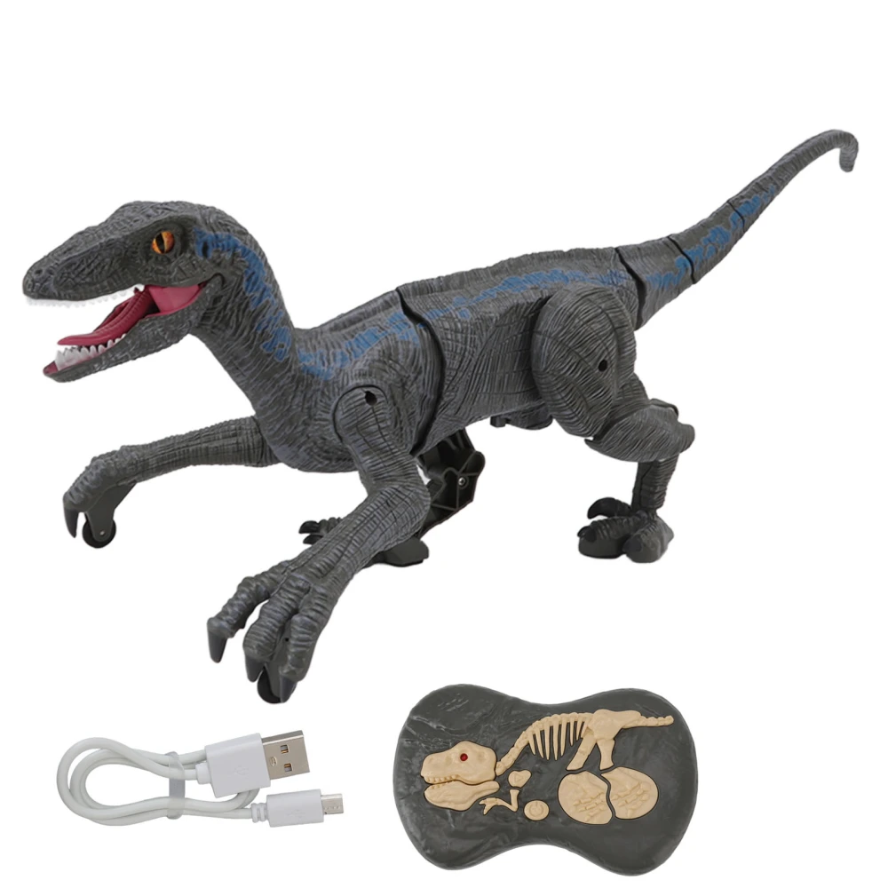 Velociraptor Toys 2.4G Wireless Multi Joint Swing One Click Demo Walking Velociraptor Model with Sound Effects for Kids Blue