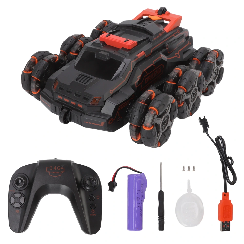 Gesture Sensor RC Car 6 Wheel Drive 360 Degree Rotating Swing Arm 2.4G RC Stunt Car with Light Spray Music Orange