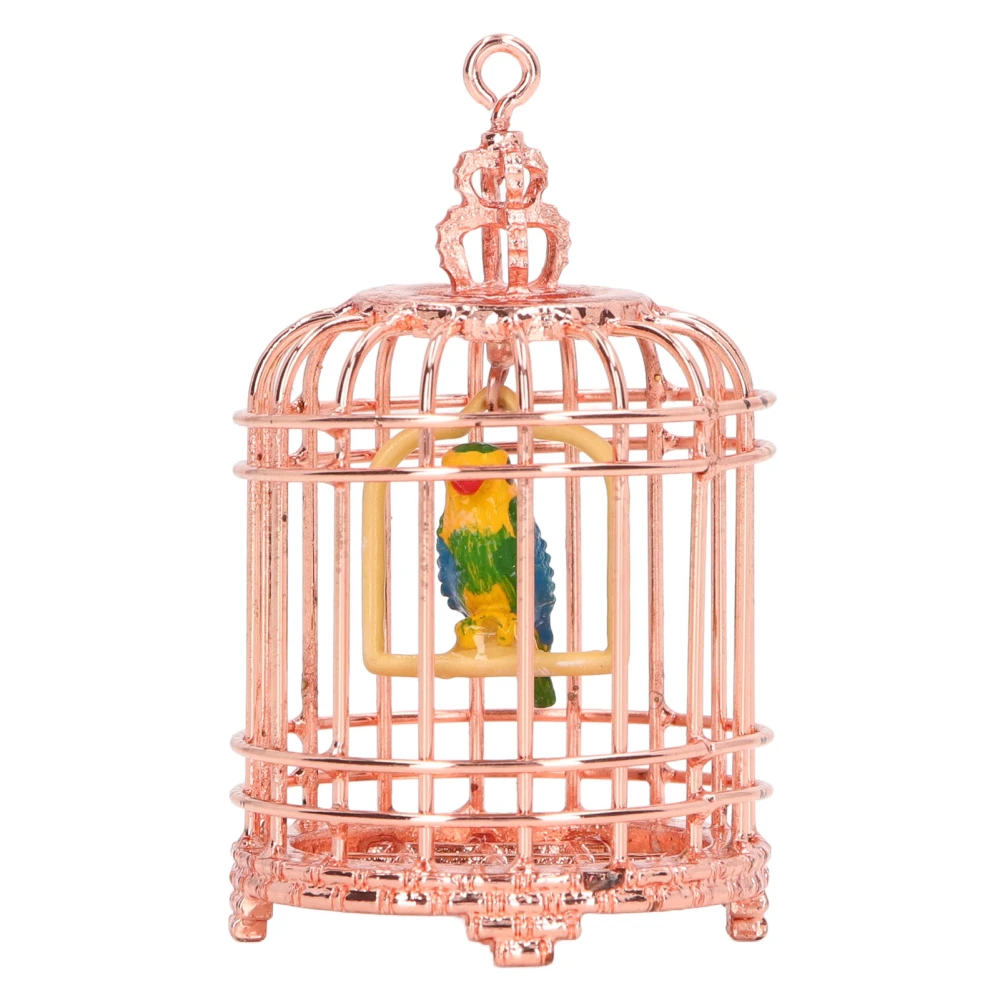 1/12 Metal Dollhouse Birdcage Dollhouse Miniature Bird Cage for 1/12 1/6 Dollhouse Decoration Photography Prop Rose Gold