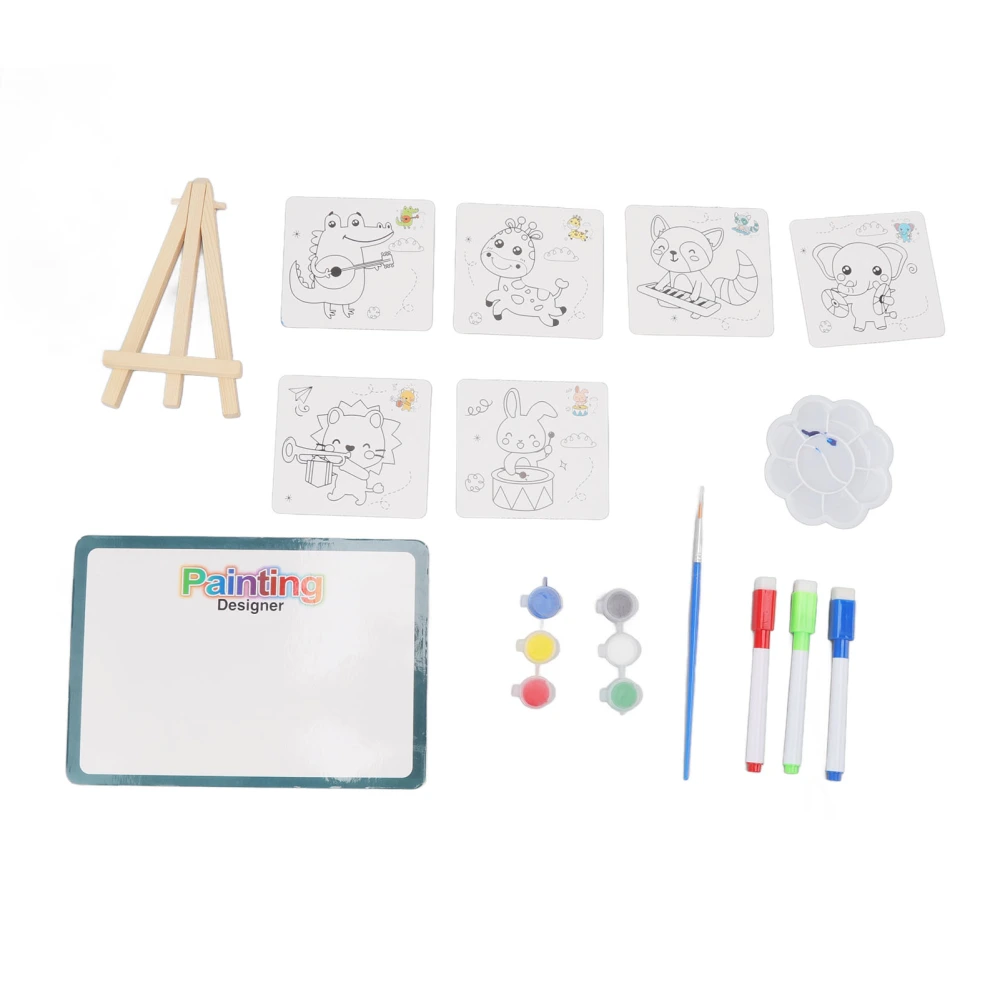 Kids Gouache Paint Set DIY Educational Graffiti Coloring Plastic Composite Wood Portable Drawing Gouache Painting Kit