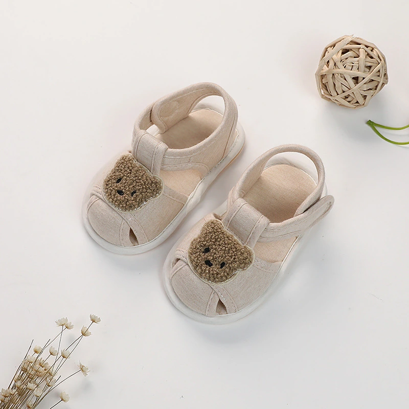 Summer Toddler Sandals Soft Sole Prevent Slipping Closed Toe First Walkers Shoes for Boys and Girls Bear Sandals Sole Size 13 (Inner Length 11.5cm/4.5in)