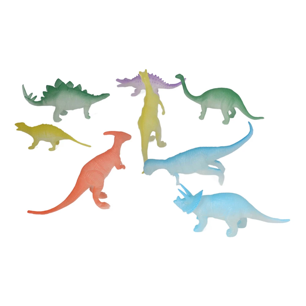 8PCS Mini Simulation Dinosaur Models PVC Plastic Luminous Dinosaur Figures Children Animal Toys