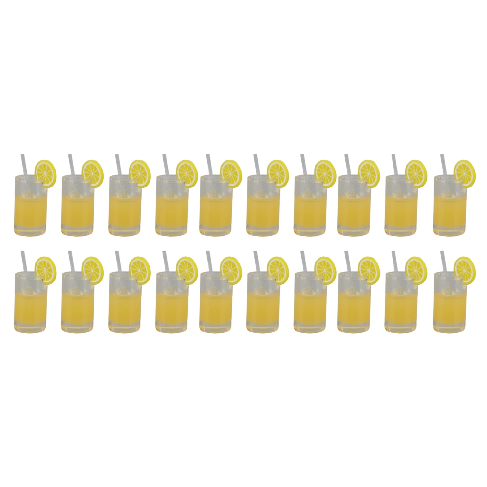 20Pcs Dollhouse Lemonade Cup Resin Vivid Details Miniature Cup Set for 1:12 1: 6 Doll House