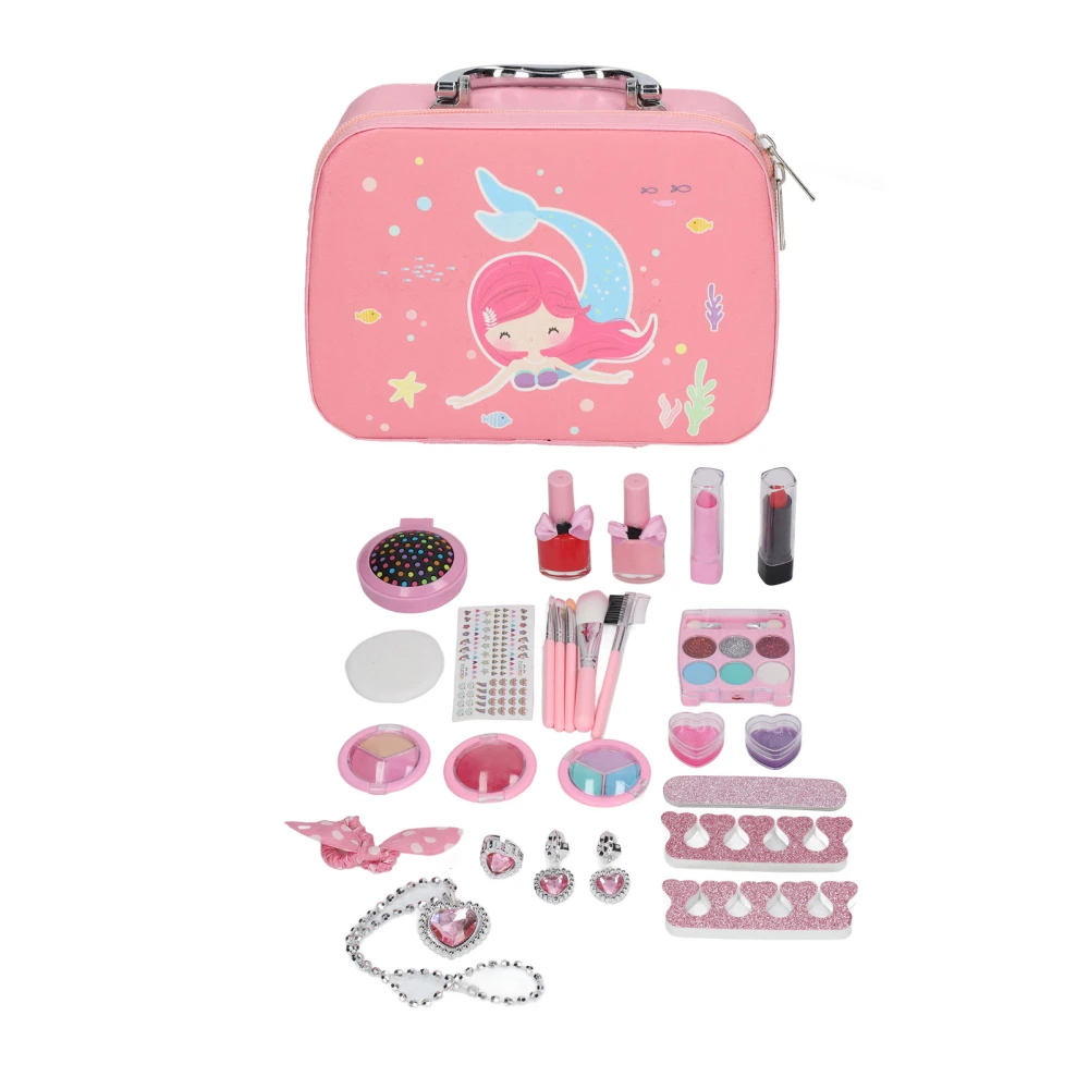 Children Makeup Set Safe Skin Friendly Washable Girls Cosmetics Toys Real Makeup Toys with Bag for 8 Years Old Above