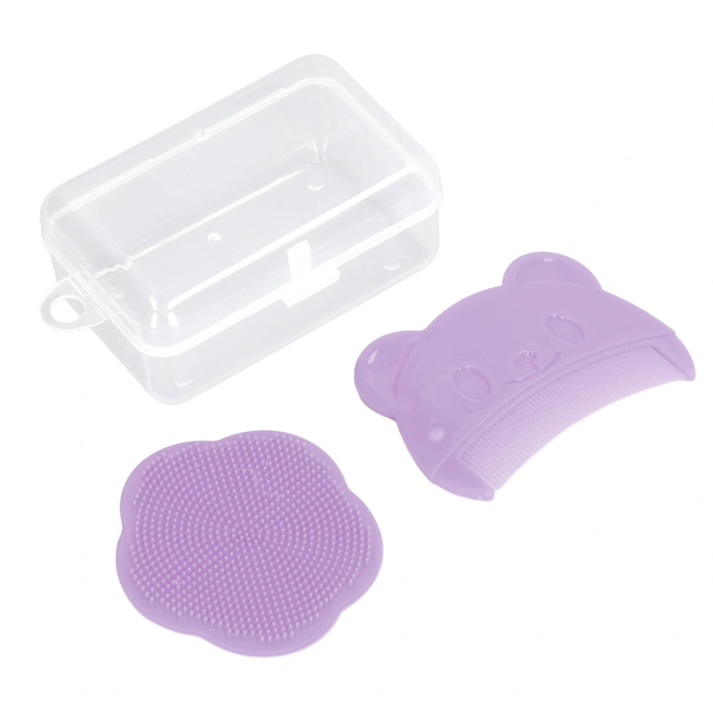 2PCS Baby Scalp Brush Set Soft Sensory Silicone Bath Brush Comfortable Newborns Scalp Bath Tool Purple