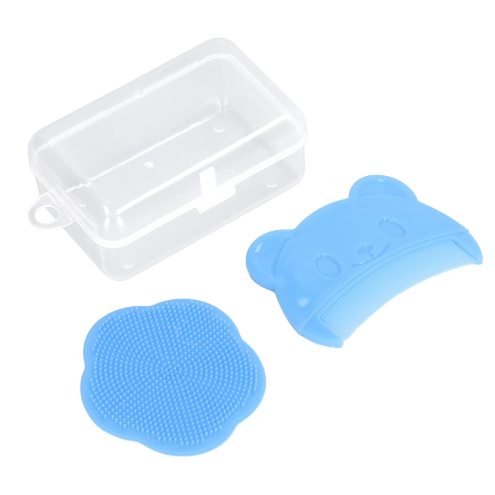 2PCS Baby Scalp Brush Set Soft Sensory Silicone Bath Brush Comfortable Newborns Scalp Bath Tool Blue