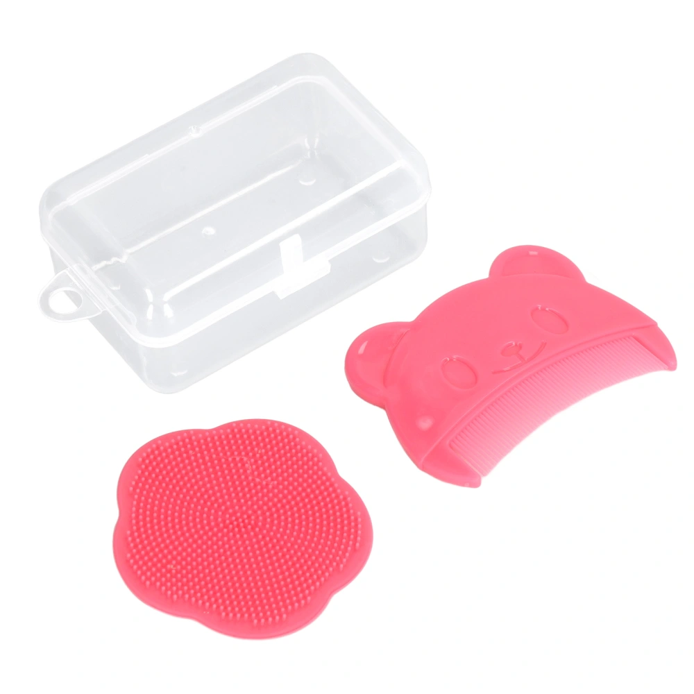 2PCS Baby Scalp Brush Set Soft Sensory Silicone Bath Brush Comfortable Newborns Scalp Bath Tool Red