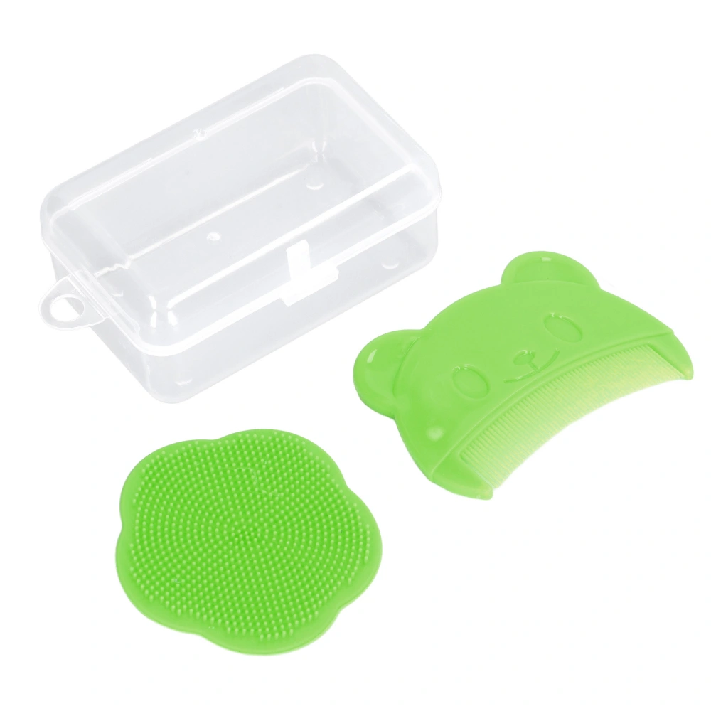 2PCS Baby Scalp Brush Set Soft Sensory Silicone Bath Brush Comfortable Newborns Scalp Bath Tool Green