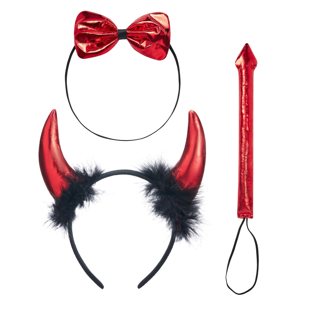 Halloween Devil Costume Cute Devil Horn Headband Tail Tie Harpoon Set