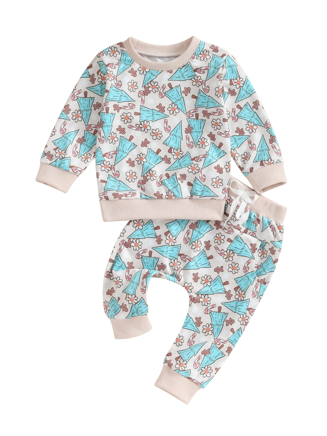 Girls Christmas Outfit, Santa Gingerbread Man Sweatshirt Sweatpants