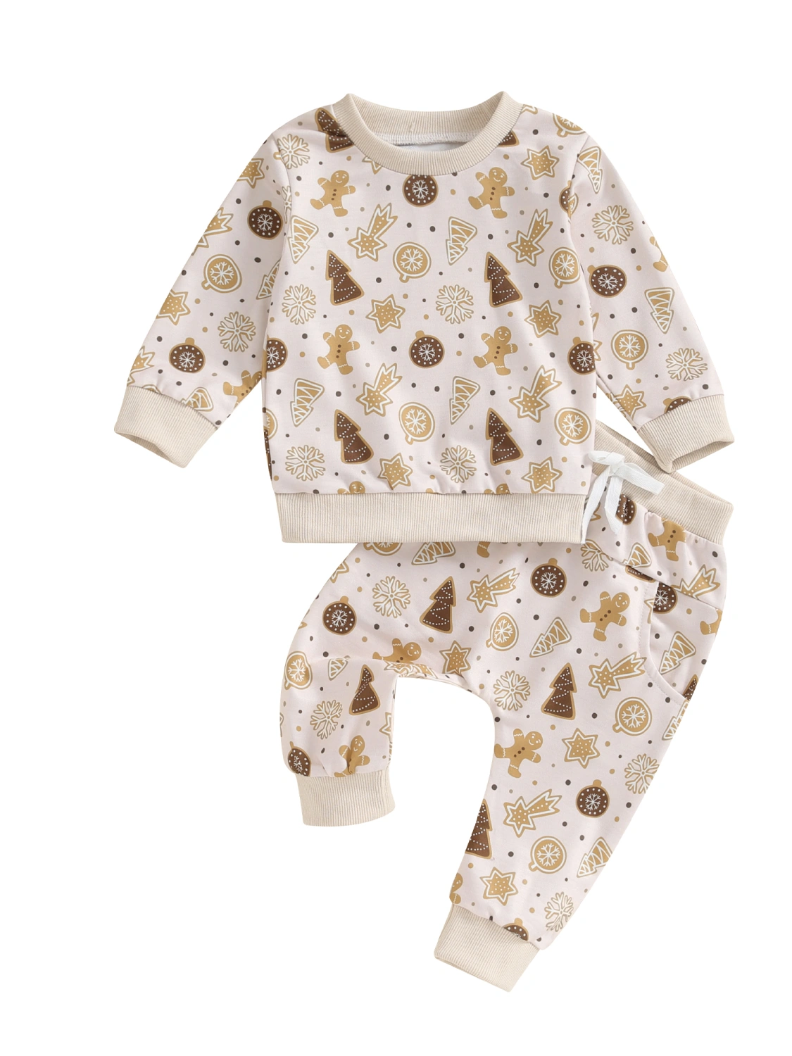 Girls Christmas Outfit, Santa Gingerbread Man Sweatshirt Sweatpants