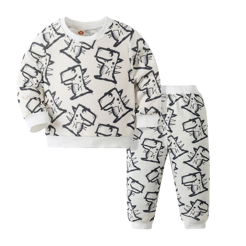 Baby Boy 2Pcs Fall Outfits Dinosaur Graphic Sweatshirt + Pants 