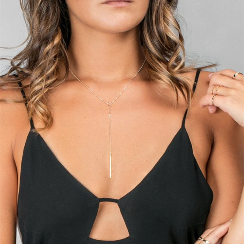 Metal Cold Style Minority Simple Double-layer Long Pendant Necklace