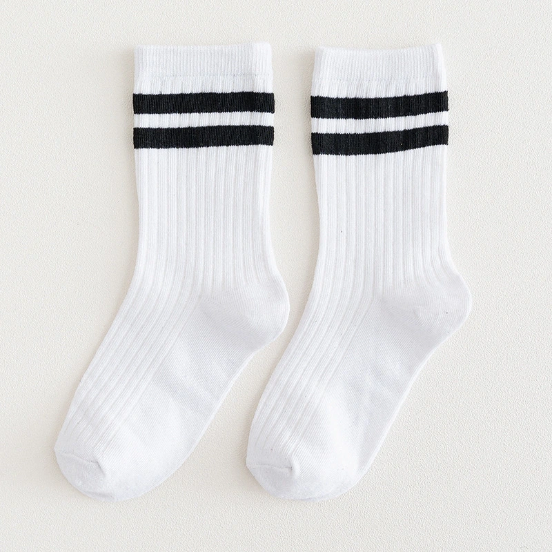 Mid-calf Length College Style Parallel Bars Trendy Retro Women's Striped Socks
