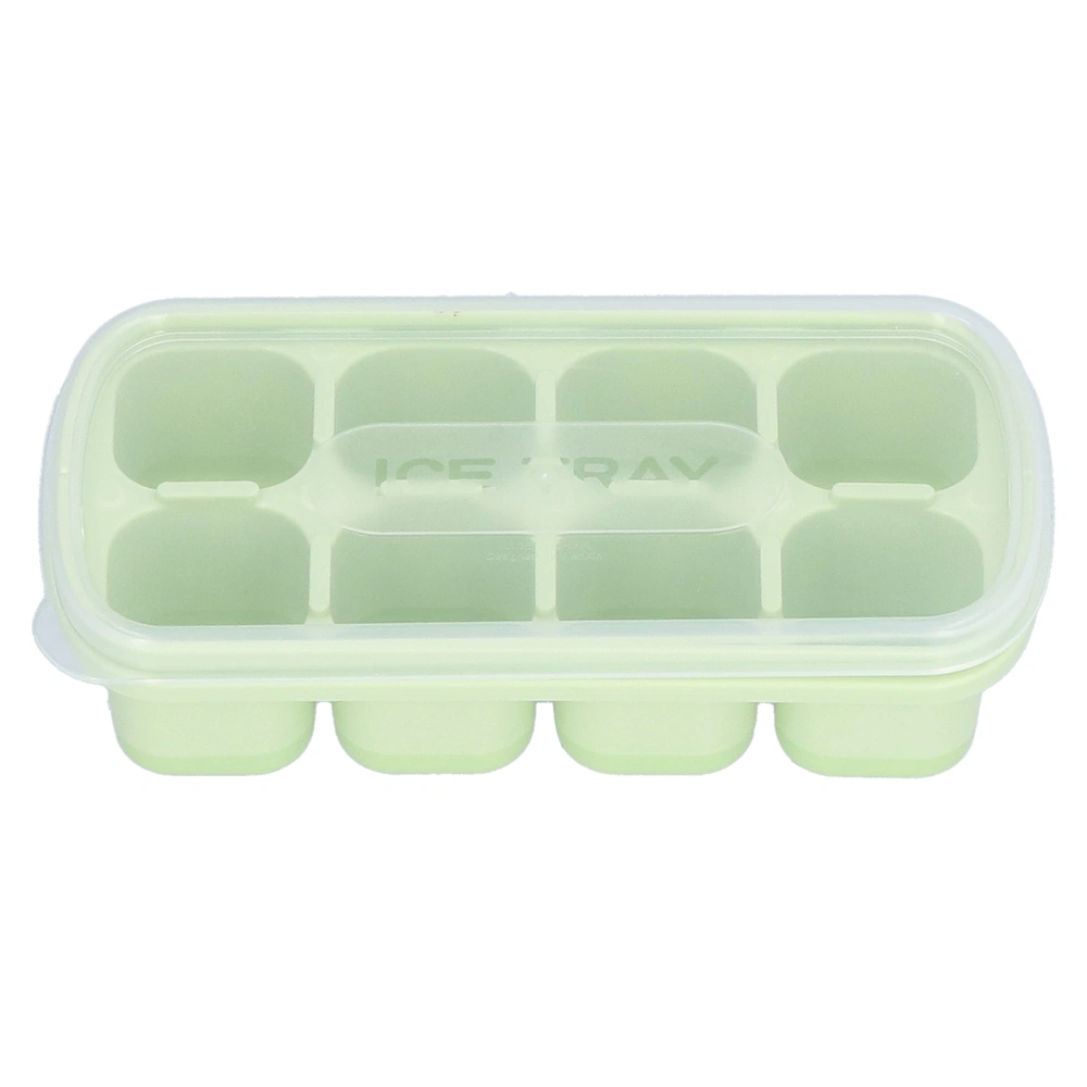 8 Grid Ice Cube Tray with Lid Food Grade Household Ice Cube Mold for Home KitchenGreen