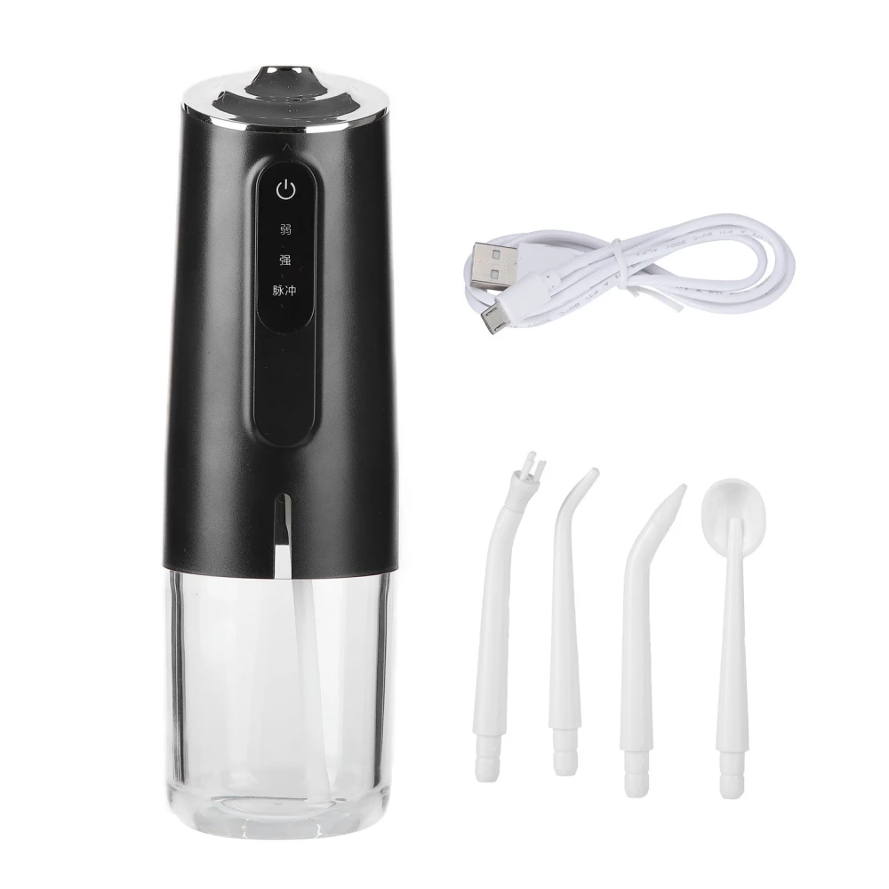 3 Mode Oral Irrigator Portable Teeth Flusher USB Charging Water Flosser 240ML 4 Jets Waterproof Dental CleanerBlack