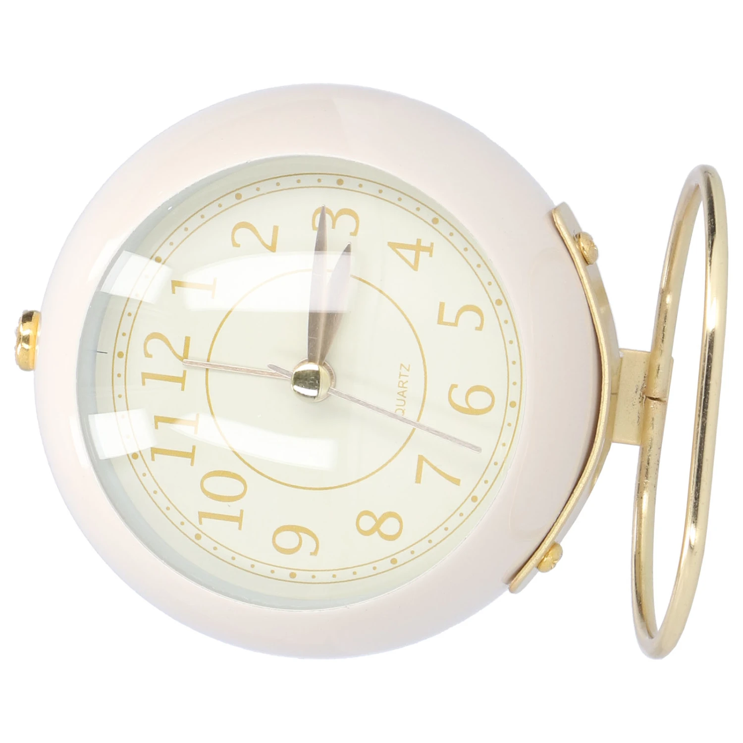 Alarm Clock Silent Non Ticking Metal Paint Power Saving Eye Protection Battery Operated Small Clock with Night LightBeige Gold