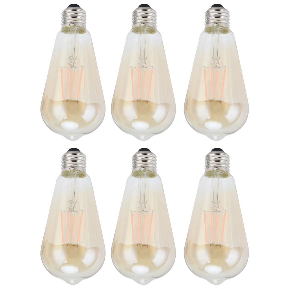 6PCS ST64 LED Filament Lamp Antique Vintage Bulbs E27 Base Gold Glass Bulb Warm Light Home Decor 110V