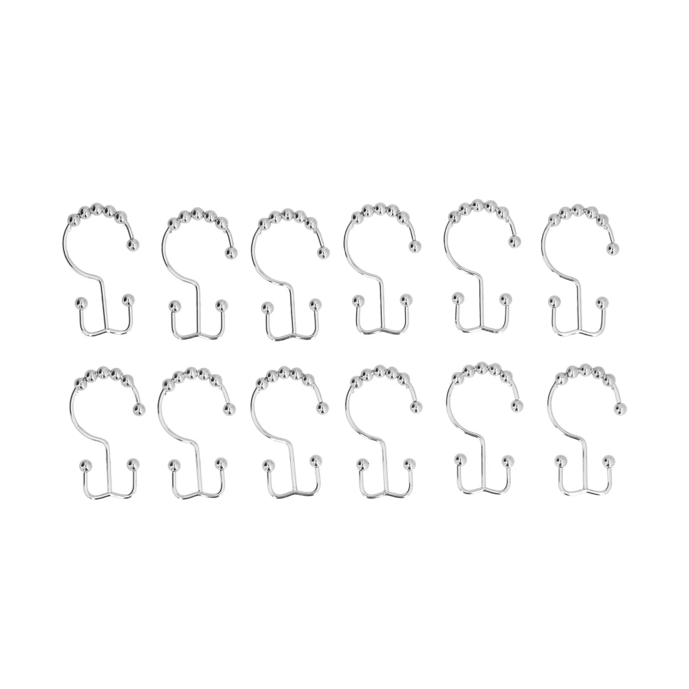 12pcs Curtain Hook Stainless Steel Double Glide Bath Curtain Hooks for Bathroom