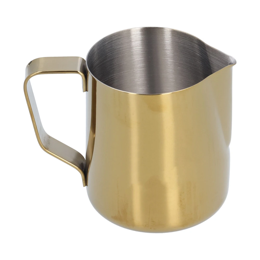 304 Stainless Steel Milk Frothing Pitcher with Inner Scale Pointed Mouth Golden Milk Jug for Home350ml (With Label)