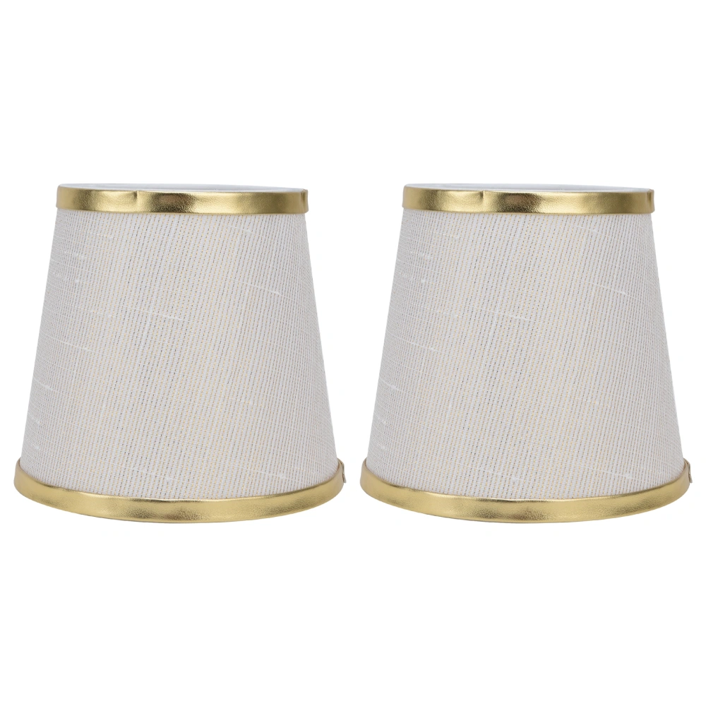 2PCS Fabric Lampshade European Style Lamp Shade for E14 Screw Chandelier Wall Lamp Beige White Gold Edging