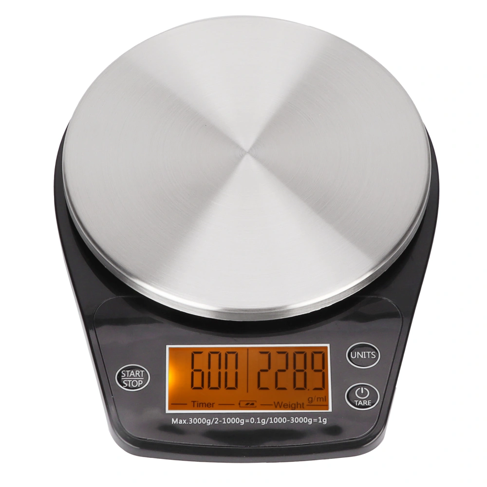 Portable Stainless Steel Kitchen Scale Household Food Coffee Electronic Scale with Timer