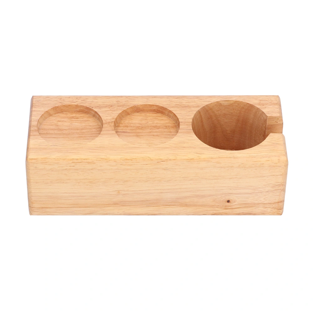 3‑Slots Wooden Coffee Portafilter Holder Tamper Stand Tamping Base for Home Bar Counter Wood ColorSide Opening