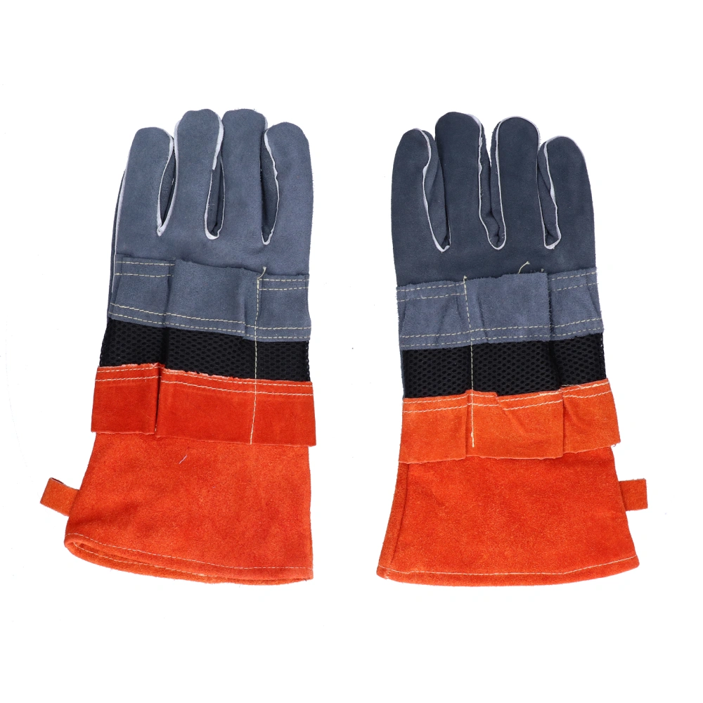 AntiScalding Gloves Cowhide High Temperature and Fire Resistant Protective Gloves for Camping Barbecue Microwave(Orange )