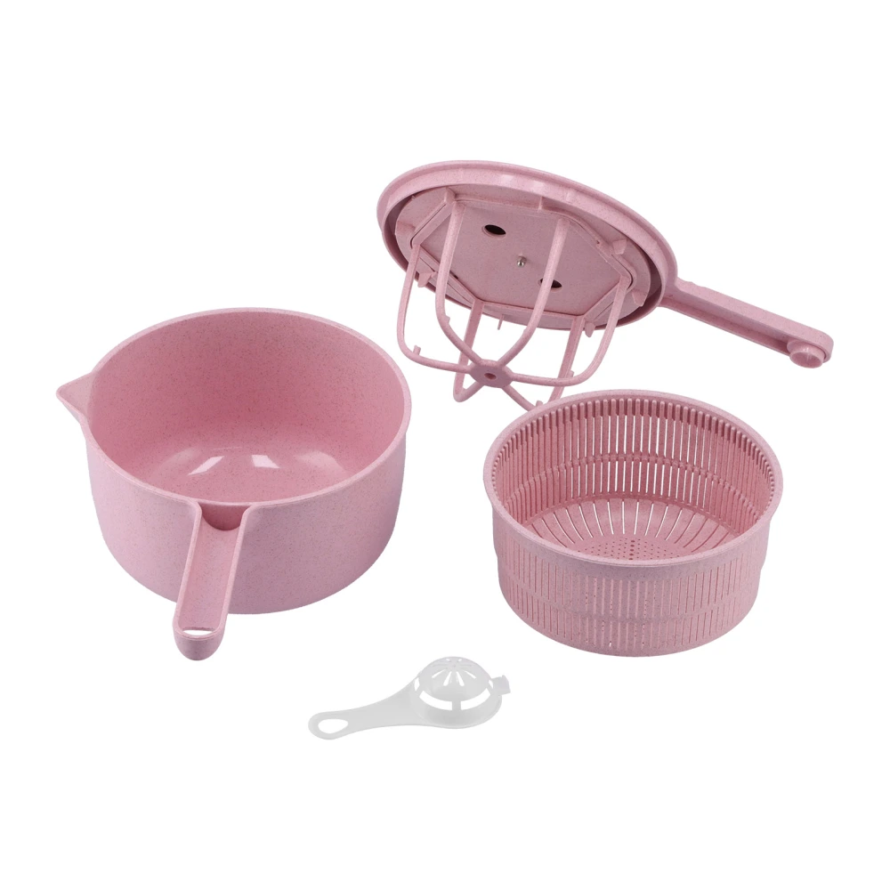 Household Vegetable Drainer Manual Salad Dehydrator Vegetable Washing Basket for KitchenPink