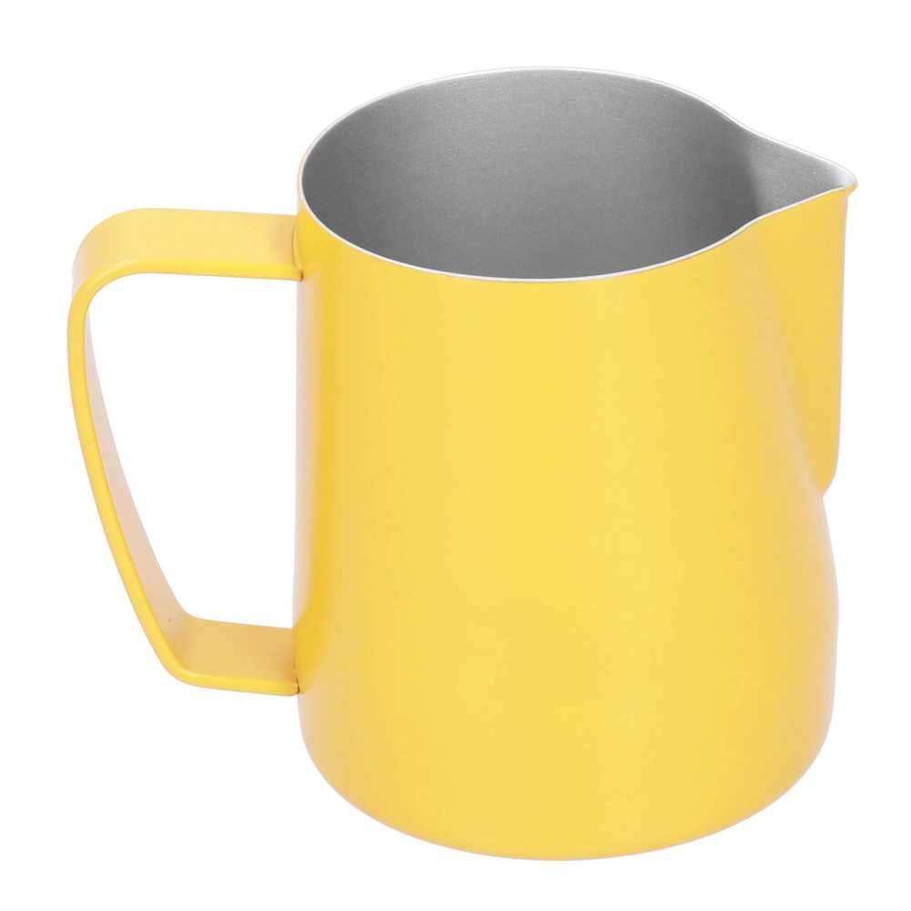 Coffee Frothing Cup Stainless Steel Milk Frothing Pitcher for Latte Art Coffee Shop RestaurantYellow 600ml