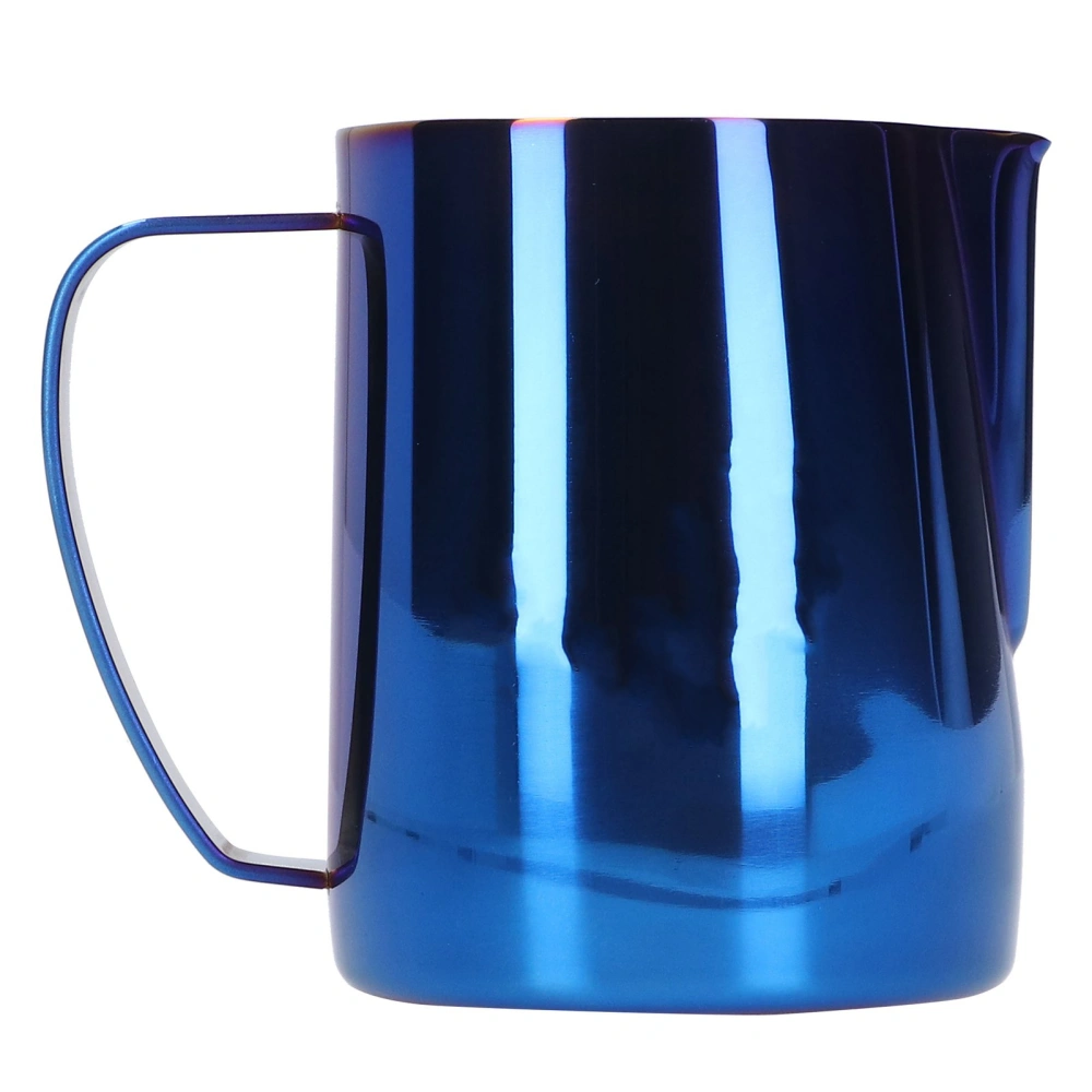 Pointed Mouth Milk Frothing Mug Stainless Steel Coffee Frother Cup for Home KitchenBlue 600ml