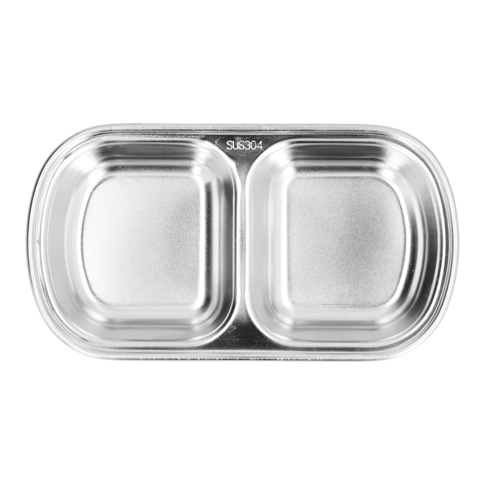 Seasoning Dish Stainless Steel Thickened Hot Pot Sauce Divided Grid Snack Dish for Canteen2 Grids