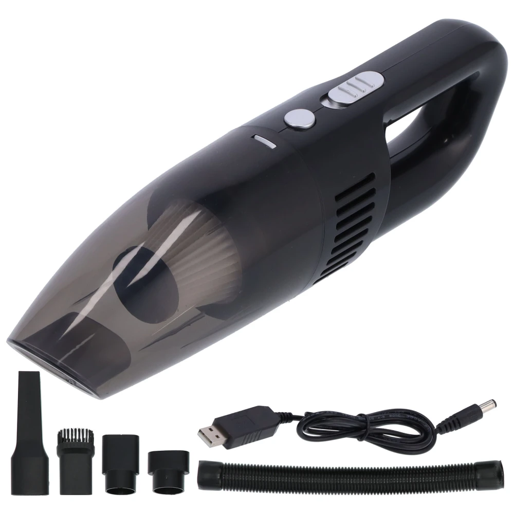 120W Car Vacuum Cleaner Portable Wet and Dry USB Charging Handheld Vacuum Cleaner with 5 ConnectorsBlack