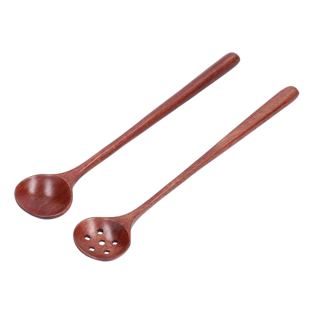 2Pcs/Set Wooden Spoon with Long Straight Handle Kitchen Utensil for Cup Plate Bowl Kitchen