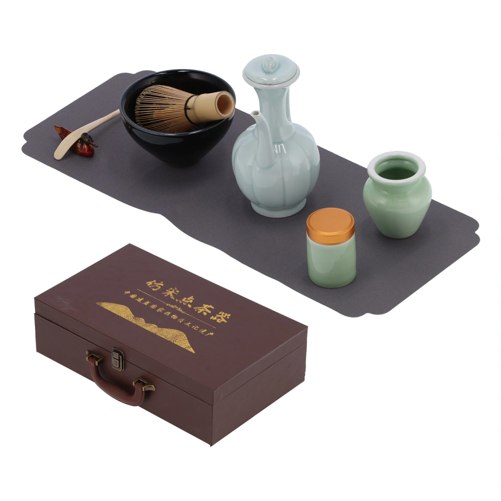 Matcha Tea Tool Set Matcha Bowl Whisk Scoop Ceramic Whisk Holder Caddy Teacup Mat Tea Ceremony KitUgyen Glazed Style