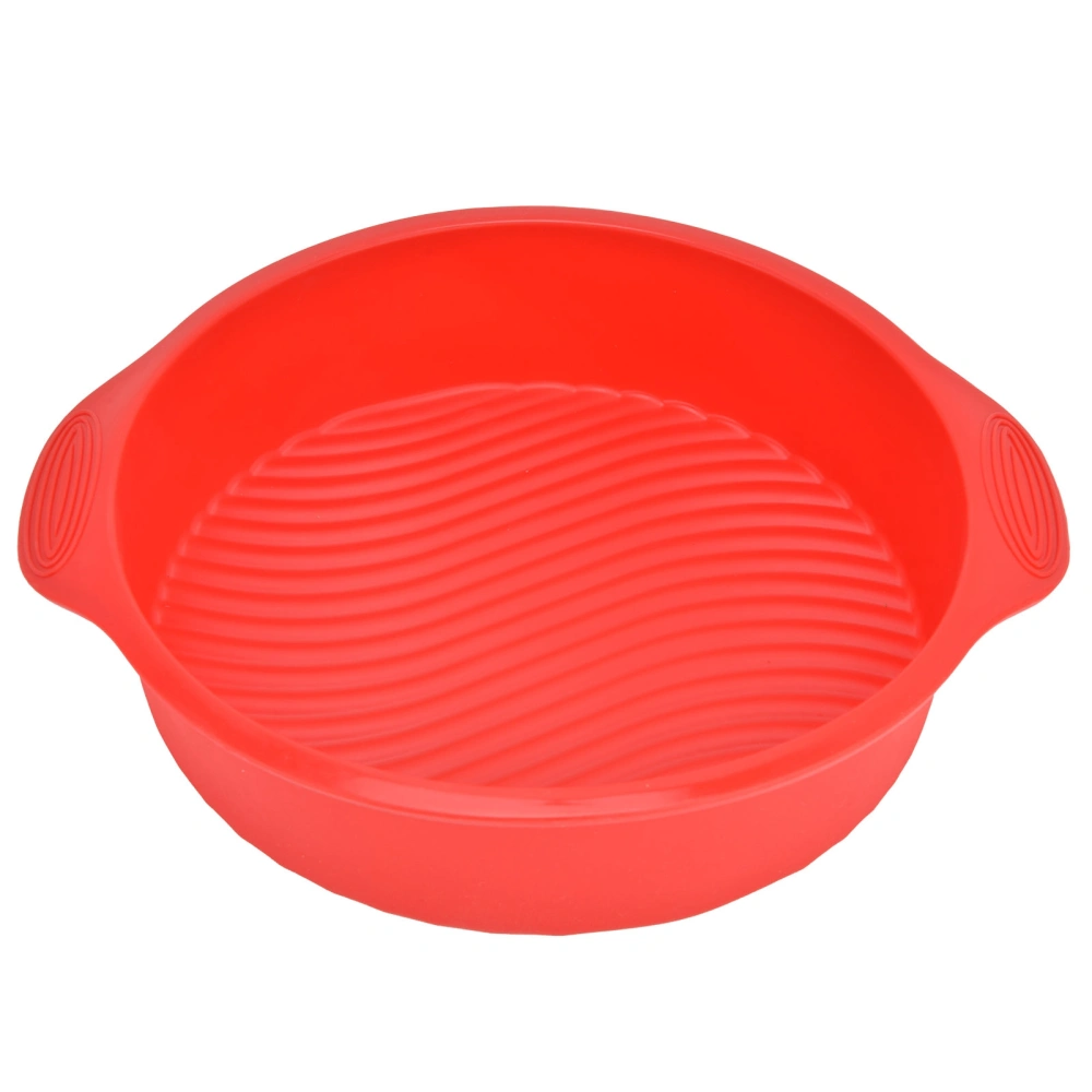 Round Cake Mold Pan NonStick Reusable Baking Pan with Handles Home Kitchen Bakeware(Red )