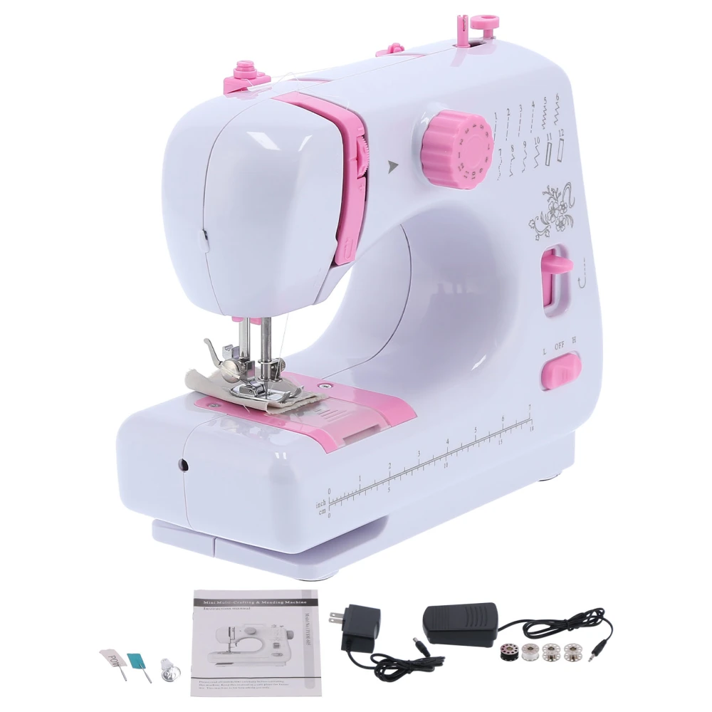 505A 605 Sewing Machine Household Mini Multifunctional Electric Desktop Overlock Sewing Machine US 110‑240V605 Pink