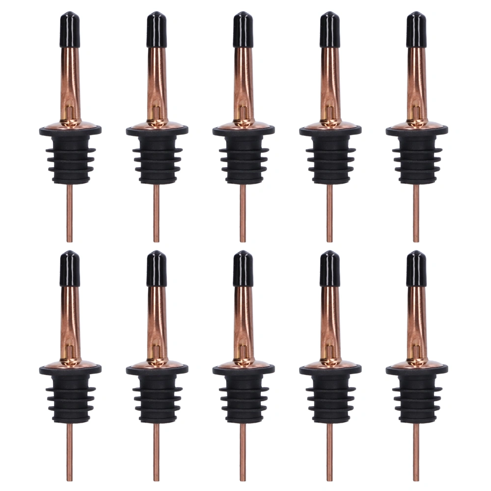 10Pcs Liquor Pourer Stainless Steel Wine Pourer Stopper Bar Tool for Bar Home Restaurants(Rose Gold Black Short Cap )