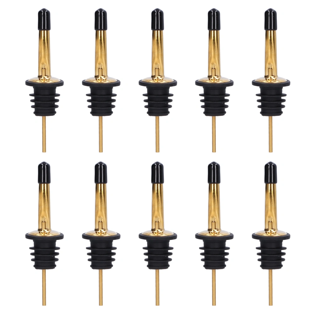 10Pcs Liquor Pourer Stainless Steel Wine Pourer Stopper Bar Tool for Bar Home Restaurants(Gold Black Short Cap )