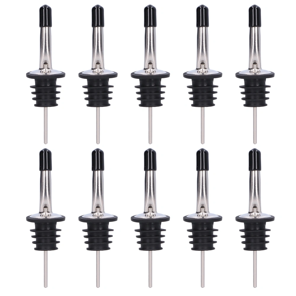 10Pcs Liquor Pourer Stainless Steel Wine Pourer Stopper Bar Tool for Bar Home Restaurants(Stainless Steel Color Black Short Cap )