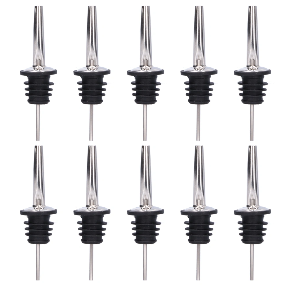 10Pcs Liquor Pourer Stainless Steel Wine Pourer Stopper Bar Tool for Bar Home RestaurantsStainless Steel Color Capless