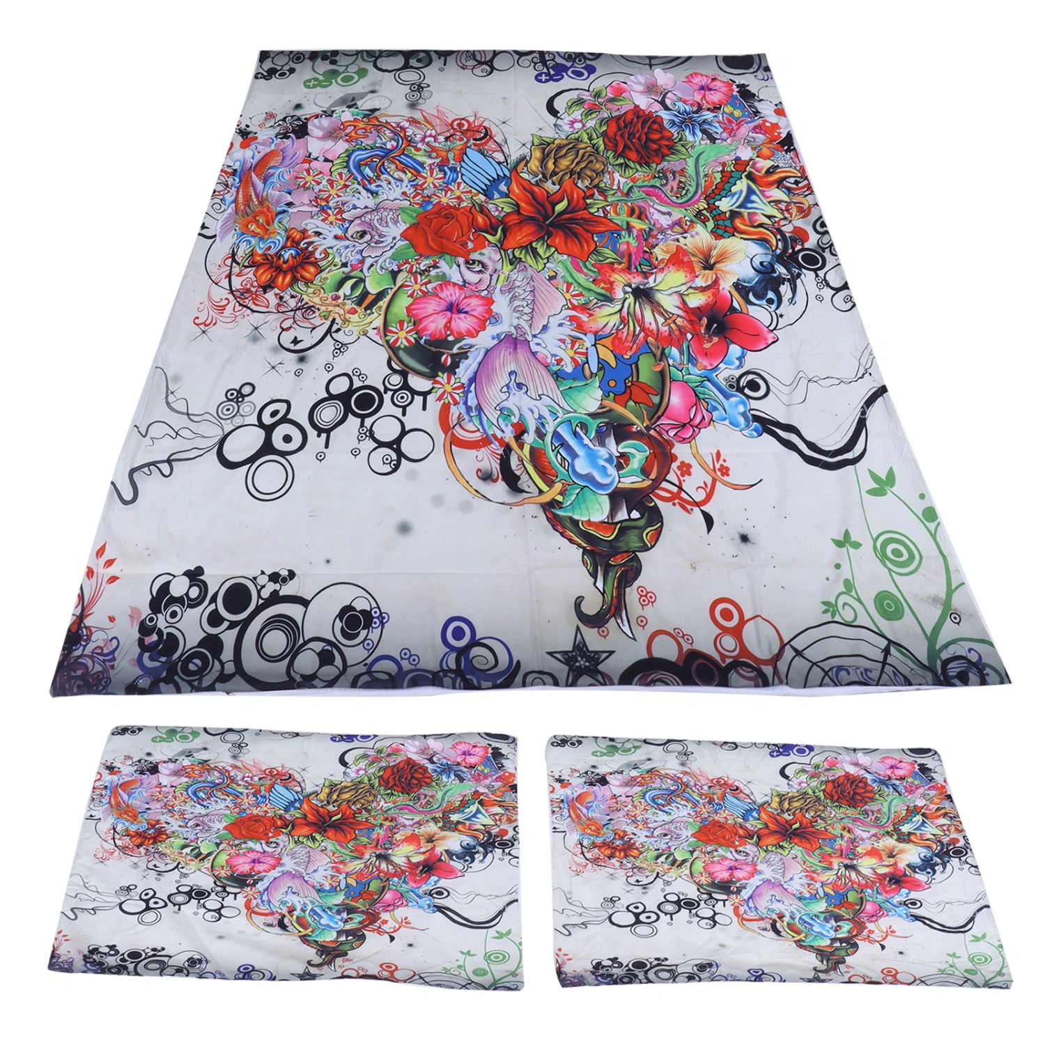 Duvet Cover Pillowcase Set Polyester Fiber Luxury Flower Pattern Bedding Kit for Home Bedroom135x200cm / 53.1x78.7in