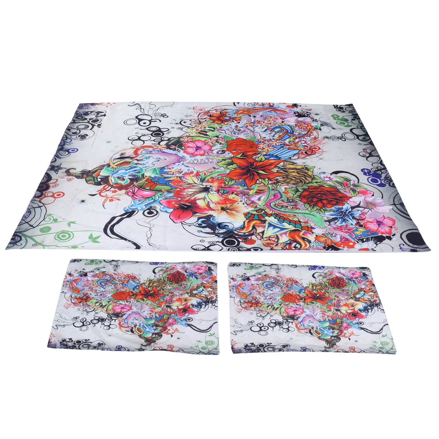 Duvet Cover Pillowcase Set Polyester Fiber Luxury Flower Pattern Bedding Kit for Home Bedroom135x200cm / 53.1x78.7in