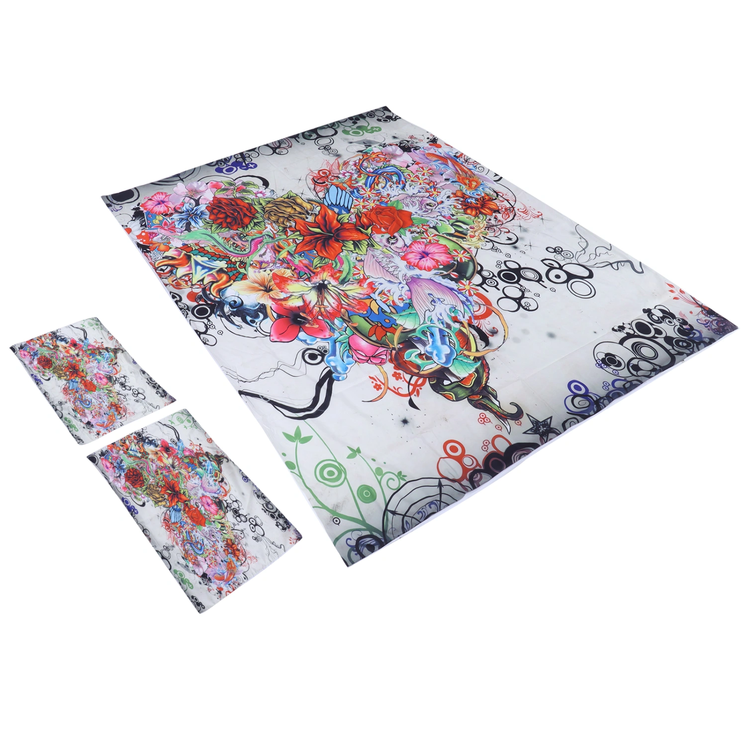Duvet Cover Pillowcase Set Polyester Fiber Luxury Flower Pattern Bedding Kit for Home Bedroom135x200cm / 53.1x78.7in